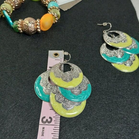 Green Bracelets and Dangling Earrings - Picture 7 of 9